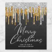Frohe Weihnachten Corporate Holiday Chic Glitzer Weinetikett (Einzelnes Label)