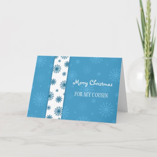 Frohe Weihnachten Cousin Blue Snowflakes (Vorderseite)