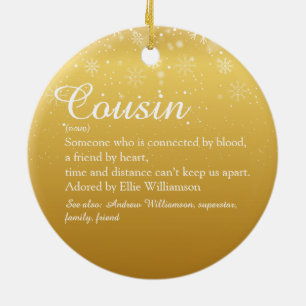 Frohe Weihnachten Cousine Definition Goldene Schne Keramik Ornament