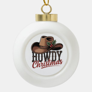 Frohe Weihnachten Cowboy Hut – Western-Feiertagsde Keramik Kugel-Ornament