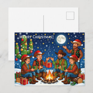 Frohe Weihnachten Cowboy Postkarte