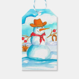 Frohe Weihnachten Cowboy Snowman Geschenkanhänger