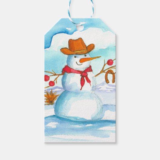 Frohe Weihnachten Cowboy Snowman Geschenkanhänger (Vorderseite)