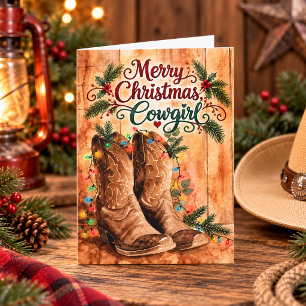 Frohe Weihnachten Cowgirl Western Stiefel