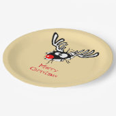 Frohe Weihnachten! Crazy Red Nosed Reindeer Pappteller (Schrägansicht)