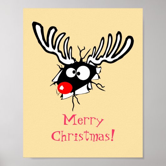 Frohe Weihnachten! Crazy Red Nosed Reindeer Poster (Vorne)