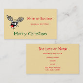 Frohe Weihnachten! Crazy Red Nosed Reindeer Visitenkarte (Vorne/Hinten)