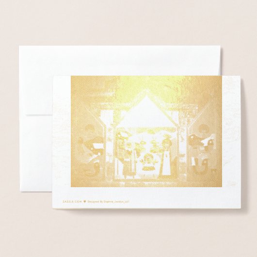 "Frohe Weihnachten" Creche Scene Folienkarte (Rückseite mit Umschlag)