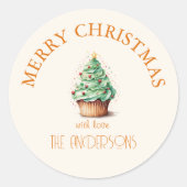 Frohe Weihnachten! Cupcake-Christmas-Tree Runder Aufkleber (Vorderseite)
