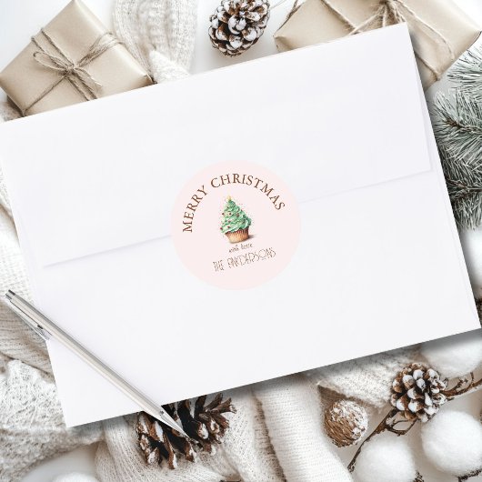 Frohe Weihnachten! Cupcake-Christmas-Tree Runder Aufkleber