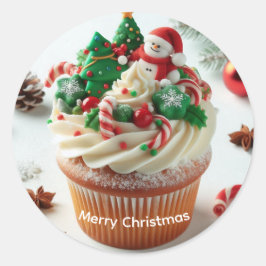 Frohe Weihnachten Cupcake Runder Aufkleber