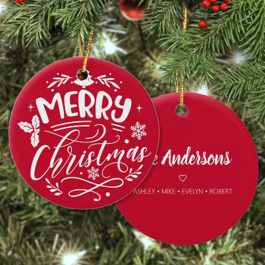 Frohe Weihnachten Custom Familienname Urlaub Keramik Ornament