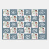 Frohe Weihnachten Custom Foto Blue Set von 3 Geschenkpapier Set (Vorderseite 3)