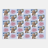 Frohe Weihnachten Custom Foto Blue Set von 3 Geschenkpapier Set (Vorderseite)