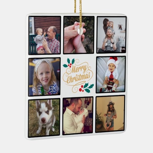 Frohe Weihnachten Custom Foto Collage Keramikornament (Rechts)