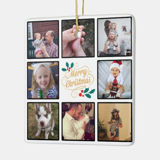 Frohe Weihnachten Custom Foto Collage Keramikornament (Links)
