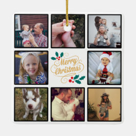 Frohe Weihnachten Custom Foto Collage Keramikornament