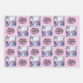 Frohe Weihnachten Custom Foto Rosa Set von 3 Geschenkpapier Set (Vorderseite)
