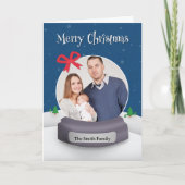 Frohe Weihnachten Custom Foto Snow Globe (Vorderseite)