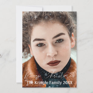 Frohe Weihnachten, Custom Foto und Vintager Schnee Feiertagskarte