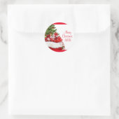 Frohe Weihnachten Custom Fügen Sie Ihren Text Gesc Runder Aufkleber (Tasche)