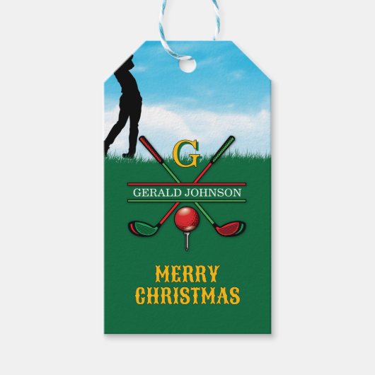 Frohe Weihnachten Custom Golf Holiday Design Geschenkanhänger (Vorderseite)