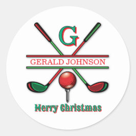 Frohe Weihnachten Custom Golf Holiday Design Runder Aufkleber