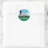 Frohe Weihnachten Custom Golf Holiday Design Runder Aufkleber (Tasche)