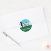 Frohe Weihnachten Custom Golf Holiday Design Runder Aufkleber (Umschlag)