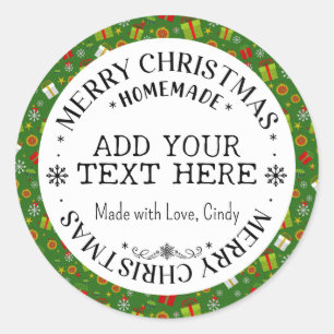 Frohe Weihnachten Custom Green Holiday Homemade Runder Aufkleber