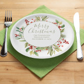 Frohe Weihnachten Custom Greenery Wreath Pappteller