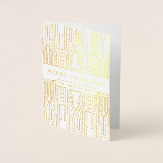 Frohe Weihnachten Custom Gruß Art Deco Weihnachten Folienkarte (Vorderseite)