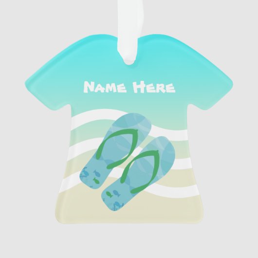 Frohe Weihnachten Custom Name Tropical Beach Waves Ornament (Vorderseite)