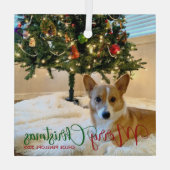 Frohe Weihnachten Custom Pet Foto Schöner Hund Ornament Aus Glas (Rückseite)