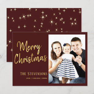 Frohe Weihnachten   Custom Red Gold   FOTO Einladung
