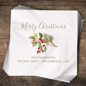 Frohe Weihnachten Custom Red Holly Berries Serviette