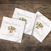 Frohe Weihnachten Custom Red Holly Berries Serviette