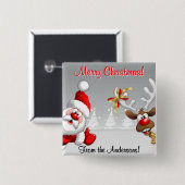 Frohe Weihnachten Custom Santa & Rentier Button (Vorne & Hinten)
