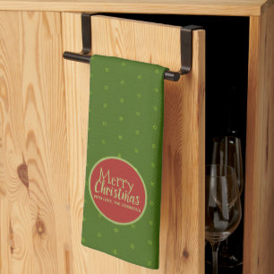 Frohe Weihnachten Custom Text Green Kitchen Handtu Geschirrtuch