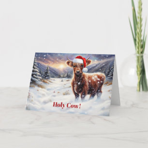 Frohe Weihnachten Cute Highland Kuh  Karte