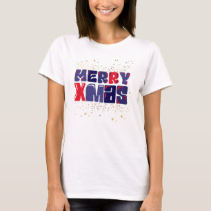 Frohe Weihnachten Cute Rot Blau Gold T-Shirt