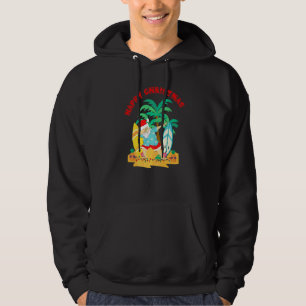 Frohe Weihnachten Dabbing Santa Surfbrett Auf Trop Hoodie