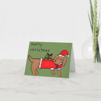 Frohe Weihnachten Dachshund gefaltete Grußkarte Karte