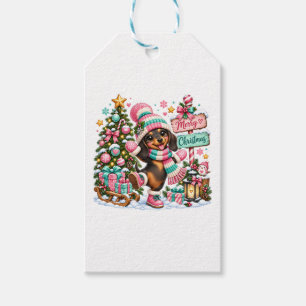 Frohe Weihnachten Dachshund Geschenkanhänger