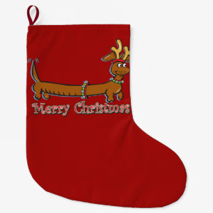 Frohe Weihnachten Dachshund Großer Weihnachtsstrumpf