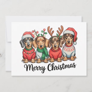 Frohe Weihnachten Dachshund Hund Süßer Welpe Haust
