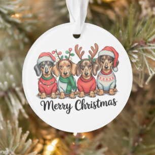 Frohe Weihnachten Dachshund Hund Süßer Welpe Haust Ornament