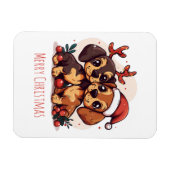 Frohe Weihnachten Dachshund Hunde Magnet (Horizontal)