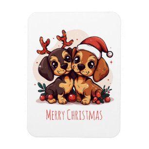 Frohe Weihnachten Dachshund Hunde Magnet