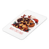 Frohe Weihnachten Dachshund Hunde Magnet (Linke Seite)